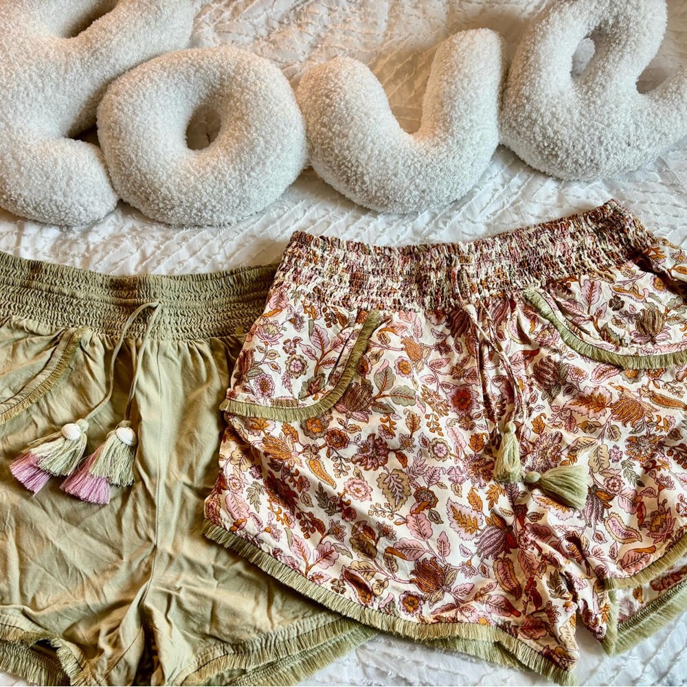 NWOT Boho Sleep or Lounge Shorts Bundle in Coral Pinks and Sage.